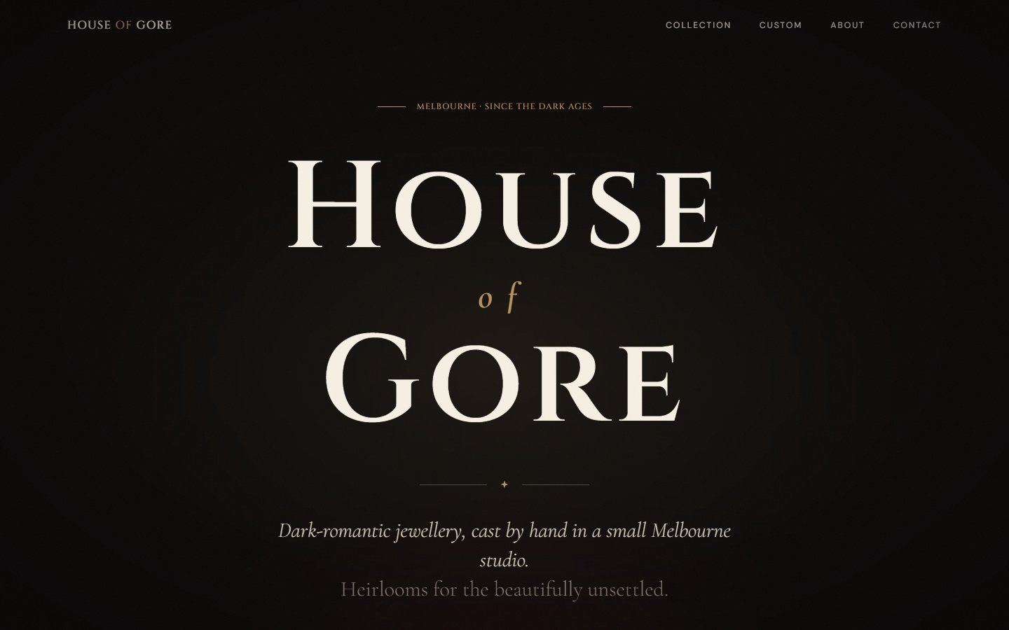 House of Gore — Jewellery — Shopify-ready website built by BuildMySite