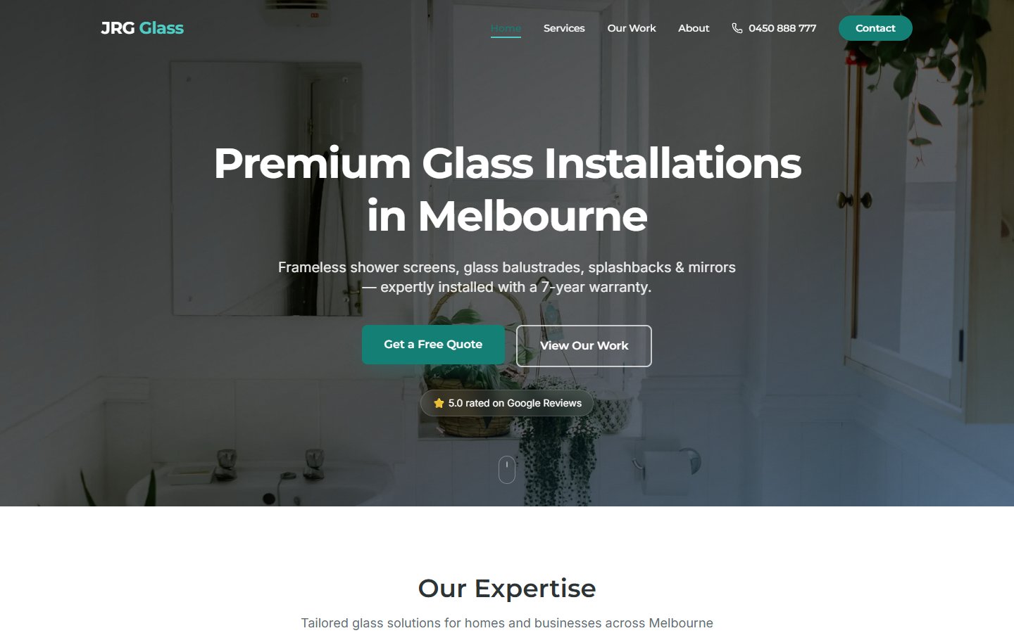 JRG Glass — Tradie — Glass Installation website built by BuildMySite
